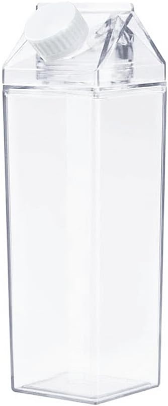 Jinberry 750ml/25Oz Cute Milk Carton Water Bottle Portable Drinkware for Outdoor Climbing Tour or Camping