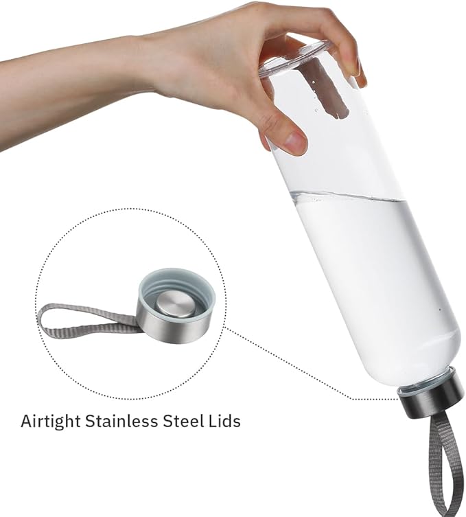 27 Oz Water Bottle Clear Plastic bottles Reusable Leak-Proof Seal Bottle with Stainless Steel Lids and Cleaning Brush for Fitness,Sports,Travel (12)