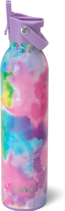 Swig Life 26oz Insulated Water Bottle with Straw & Flip + Sip Handle | Leak Proof, Dishwasher Safe, Cup Holder Friendly, Stainless Steel Water Bottle (Cloud Nine)