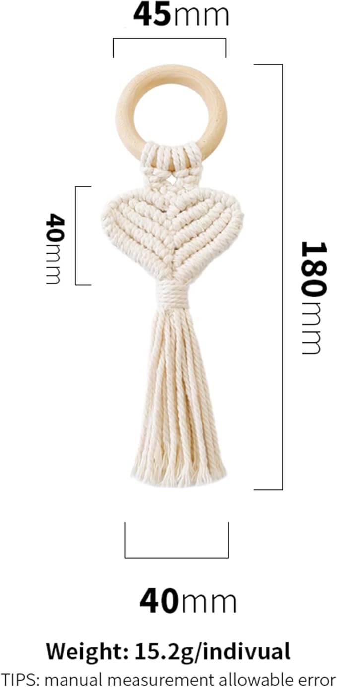 Hanging Handmade Weaving Love Pendant Car Ornament Modern Home Decoration Accessories Hanging Pendant for Bedroom Nursery Room (Pink)