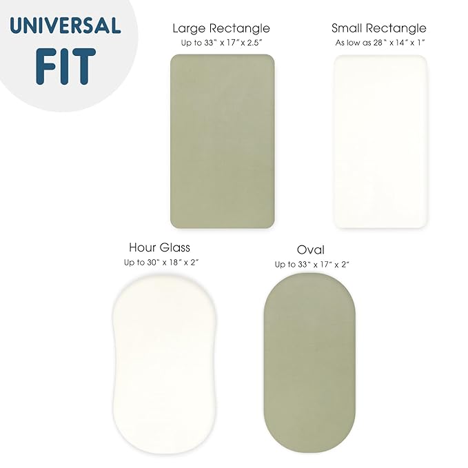 GRSSDER Stretchy Ultra Soft Fitted Bassinet Sheet 2 Pack, Universal Fit for Bassinets Baby Cradle Moses Basket Oval Rectangle Mattress Safe and Snug, Jersey Bassinet Sheets for Girls, Cream/Sage