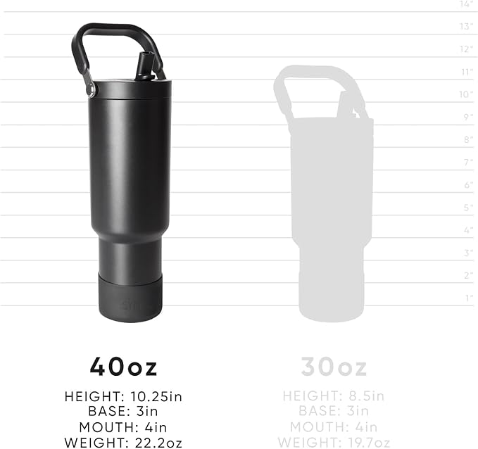 Simple Modern Trek Pivot | 40oz Flip Straw Tumbler with Handle | Water Bottle & Boot | Interchangeable Straw & Chug Lids | Insulated Stainless Steel Jug | Gym Sports Outdoors | Blush