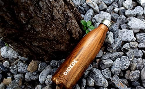 BJPKPK Stainless Steel Water Bottles -25oz/750ml -Insulated Water Bottles,Sports Water Bottles Keep Cold for 24 Hours and Hot for 12 Hours,BPA Free Water Bottle,Teakwood
