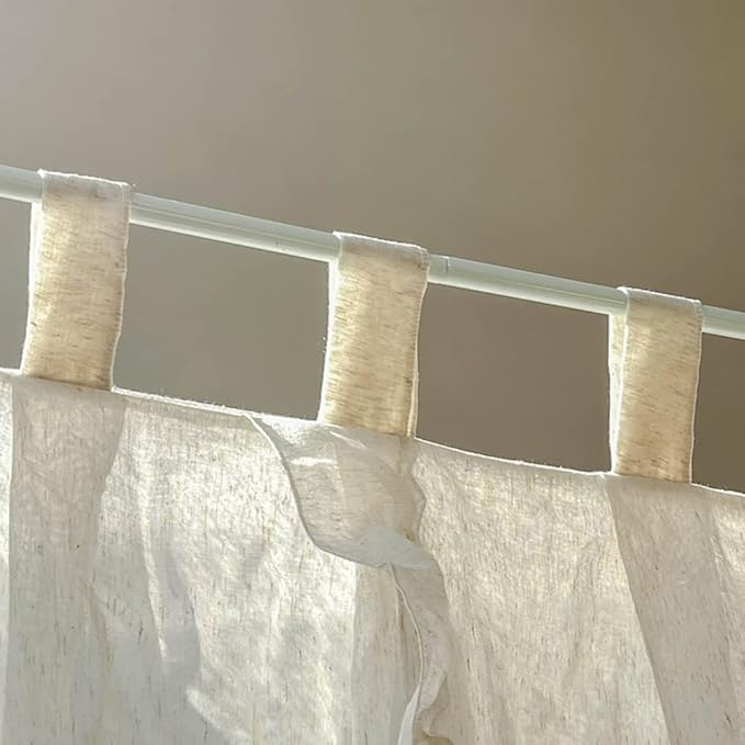 Mengersi Linen Canopy Bed Curtains,Bed Canopy Curtains Bed Drapes Sheer Curtains for Bedroom Decor (Ivory, King)