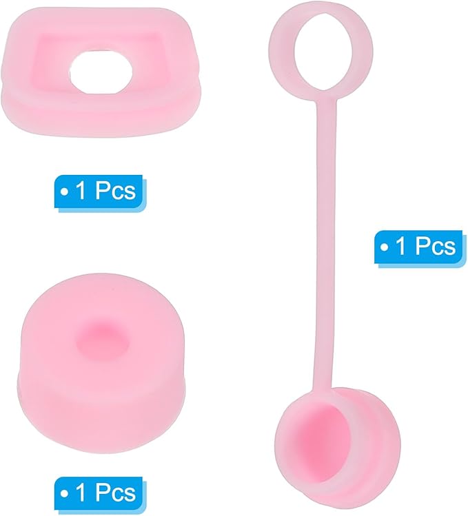 PATIKIL Silicone Spill Stopper for Straw Cup 1.0 40oz/ 30oz, Set of 3 Tumbler Accessories Including 1 Straw Cover Cap, 1 Square Spill Stopper and 1 Round Leak Stopper, Pink