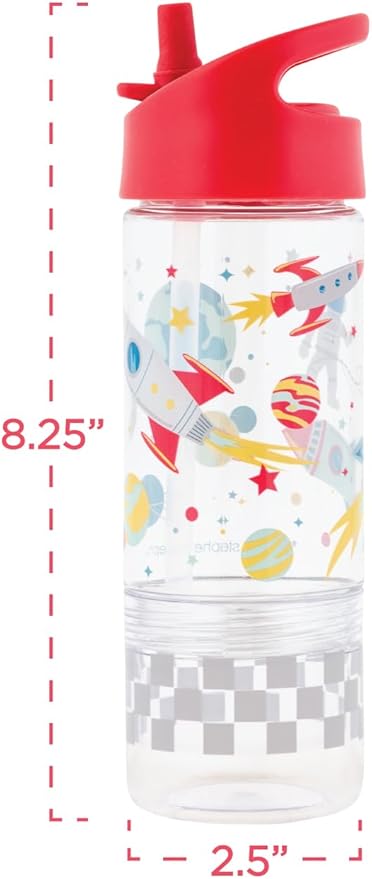 Stephen Joseph, Kids Sip and Snack Water Bottle, 12 oz Tritan BPA Free, Drink and Snack Water Bottle for Girls & Boys, Back to School Water Bottle, Charcoal Flower