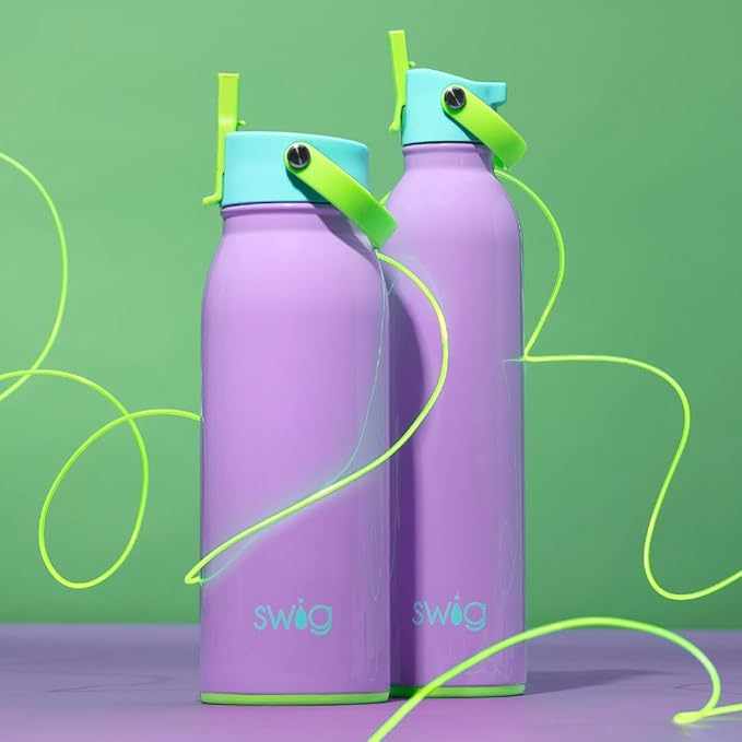 Swig Life 26oz Insulated Water Bottle with Straw & Flip + Sip Handle | Leak Proof, Dishwasher Safe, Cup Holder Friendly, Stainless Steel Water Bottle in Ultra Violet