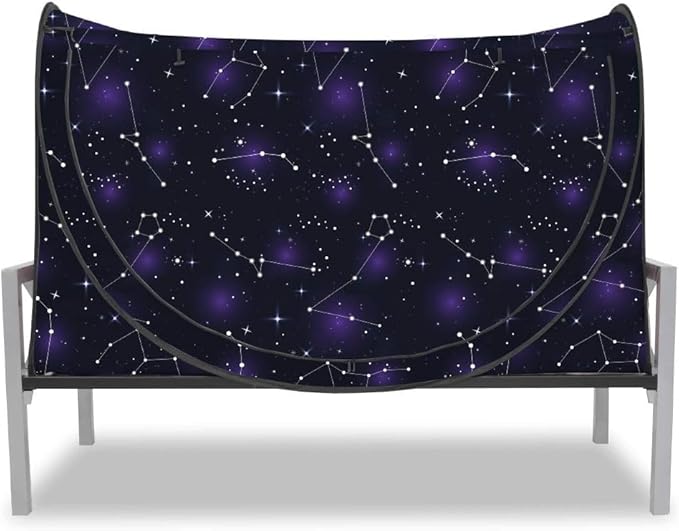 Privacy Pop up Eclipse Bed Tent Bed Drapes (Starry Constellation, Full)