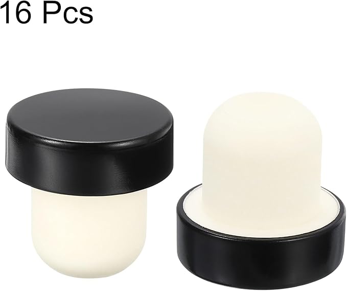 uxcell 16Pcs T-shaped Stoppers, 0.79inch Dia Cork Wine Stopper Reusable Wine Bottle Corks Sealing Plug for Wine Beer Beverage Bottle Crafts, Black
