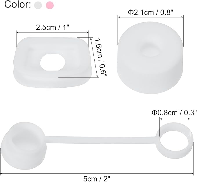 PATIKIL Silicone Spill Stopper for Straw Cup 1.0 40oz/ 30oz, Set of 6 Tumbler Accessories Including 2 Straw Cover Cap, 2 Square Spill Stopper and 2 Round Leak Stopper, White/Pink
