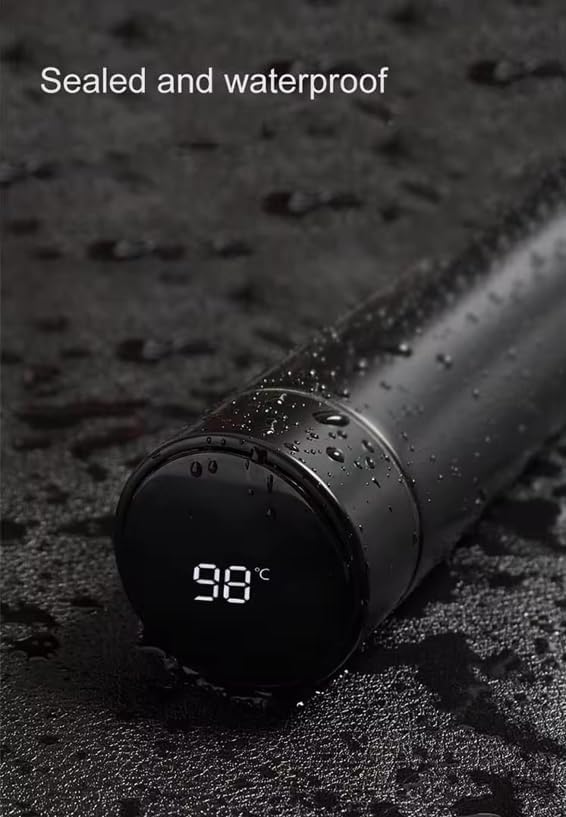 Smart Stainless Steel Water Bottle with LED Temperature Display, 16oz (480ml), Double Wall, Reusable Tumbler (Red)