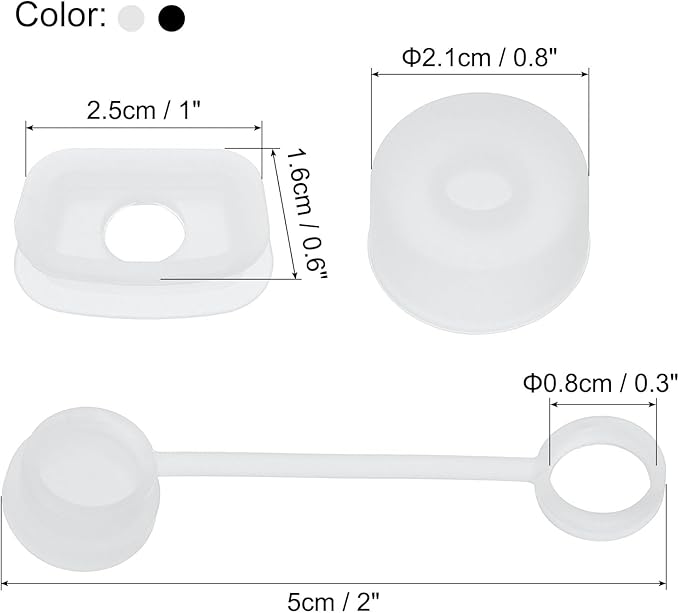 PATIKIL Silicone Spill Stopper for Straw Cup 1.0 40oz/ 30oz, Set of 6 Tumbler Accessories Including 2 Straw Cover Cap, 2 Square Spill Stopper and 2 Round Leak Stopper, Clear/Black