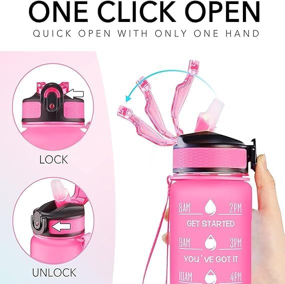 Corgi Butt 32 OZ Drinking Water Bottle with Times to Drink and Straw, Motivational with Carrying Strap, Leakproof BPA & Toxic Free, Ensure You Drink Enough Water for Fitness Gym Outdoor