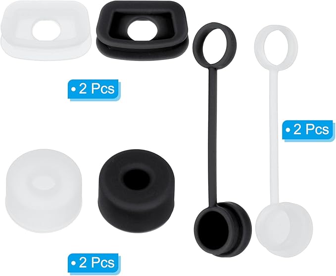 PATIKIL Silicone Spill Stopper for Straw Cup 1.0 40oz/ 30oz, Set of 6 Tumbler Accessories Including 2 Straw Cover Cap, 2 Square Spill Stopper and 2 Round Leak Stopper, Clear/Black