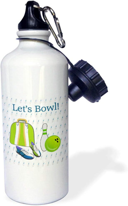 3dRose Lets Bowl Sports Water Bottle, 21oz, Multicolored