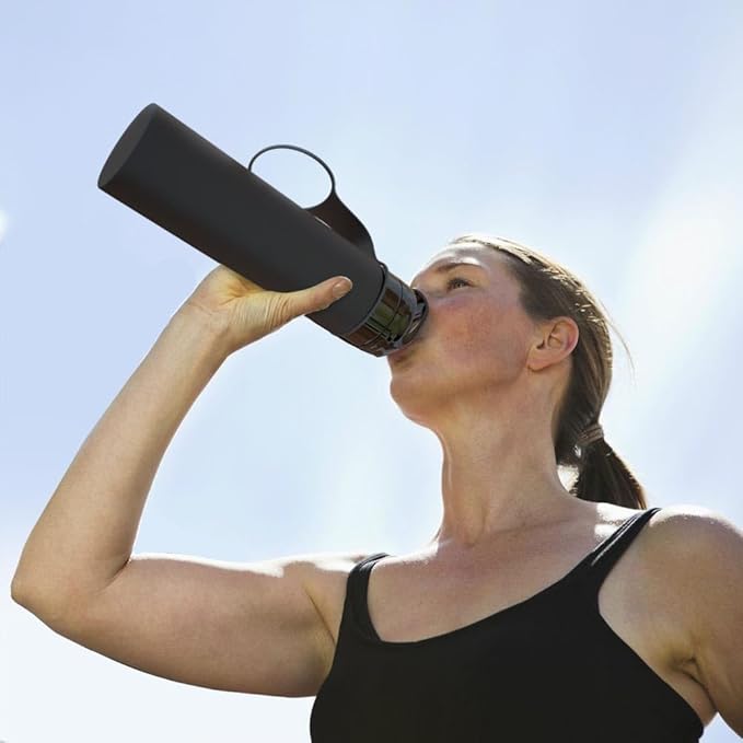 Collapsible Water Bottles 20oz, Leak Proof, BPA-Free, Foldable Silicone Travel Water Bottle for Cycling, Hiking, Black