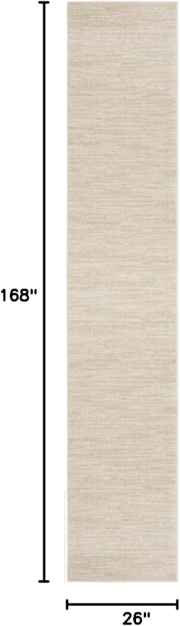 Nourison Essentials Indoor/Outdoor Ivory Beige 2'2" x 14 Area Rug, Easy Cleaning, Non Shedding, Bed Room, Living Room, Dining Room, Backyard, Deck, Patio (2x14)