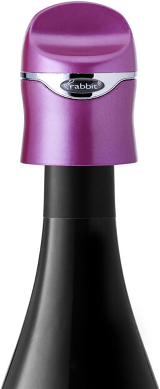 Rabbit Champagne and Wine Sealer | Stainless Steel Wine Bottle Preserver | Reusable Beverage Stopper | Wine Saver Accessory Gift | Fits Standard Wine Bottles | 2.36 in x 1.77 in (Purple)