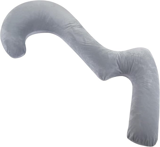 Swan Body Pillowcase, 68 Inches Memory Foam Full Body Pillowcase for Side Sleeper, Long Pillowcase with Contour Support for Back, Knee, Leg Relief - King Size Grey