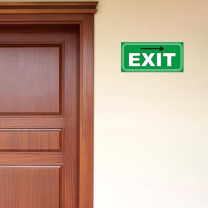 Bright Colored Exit Sign Stickers - 4 Pack 12" × 6" - Self Adhesive Vinyl Exit Signage Waterproof and Fade Resistance for Office Workplace School Indoor & Outdoor Guidelines