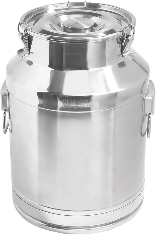 28 Liter 7.8 Gallon Stainless Steel Milk Can Milk Bucket Wine Pail Bucket Large Capacity Milk Can Tote Jug with Sealed Lid and Carry Handle