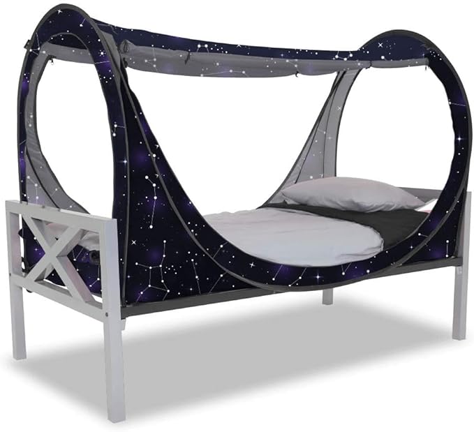 Privacy Pop up Eclipse Bed Tent Bed Drapes (Starry Constellation, Twin)