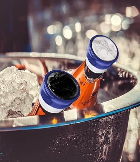 WIRESTER Set of 4 Ceramic Cork Decorative Wine Bottle Stoppers For Bar, Holiday, Party, Wedding - Marble Pattern