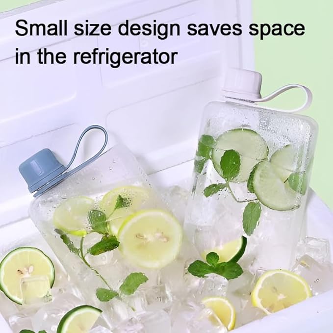 Flat Water Bottle Travel Flask Portable 8.2 oz BPA Free Tritan Square Water Bottles Leakproof Slim Water Bottle for Purse Travel Pocket Sports Fitness (Grey, 8.2 OZ)