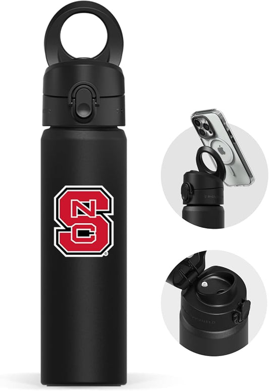 RHINOSHIELD AquaStand Magnetic Bottle 23 oz | Stainless Steel Insulated Sport Bottle w/MagSafe Handle, Adjustable Tripod, Rounded Spout & Leak-Proof - North Carolina State University - NC State