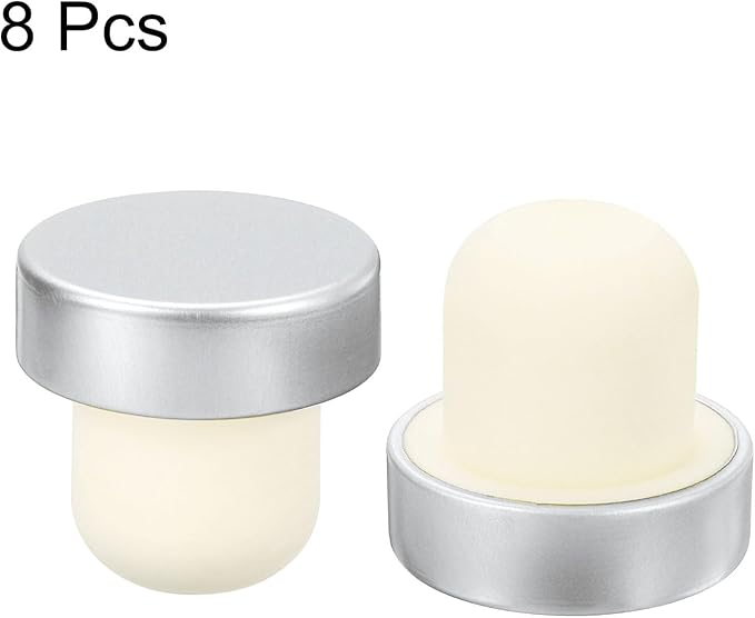 uxcell 8Pcs T-shaped Stoppers, 0.79inch Dia Cork Wine Stopper Reusable Wine Bottle Corks Sealing Plug for Wine Beer Beverage Bottle Crafts, Silver