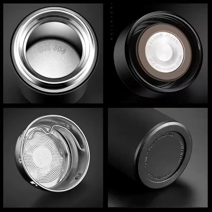 Smart Stainless Steel Water Bottle with LED Temperature Display, 16oz (480ml), Double Wall, Reusable Tumbler (Black)