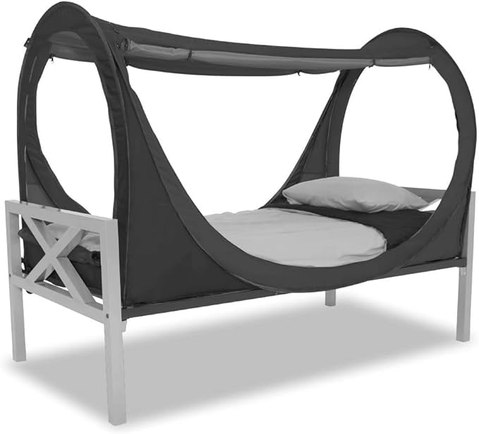 Privacy Pop up Eclipse Bed Tent Bed Drapes (Black, Full)