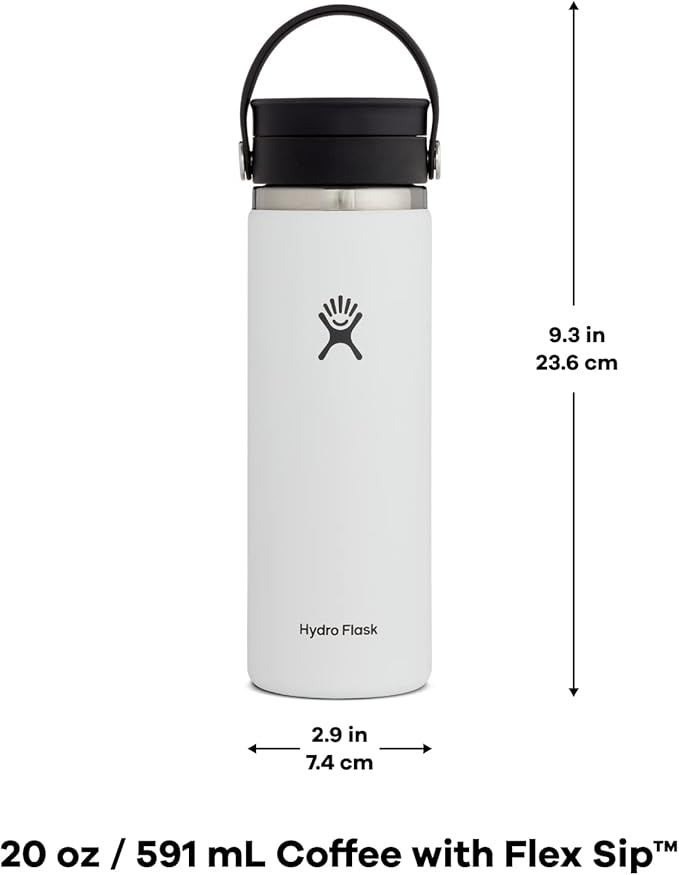 Hydro Flask Stainless Steel Wide Mouth Bottle with Flex Sip Lid and Double-Wall Vacuum Insulation for Coffee, Tea and Drinks
