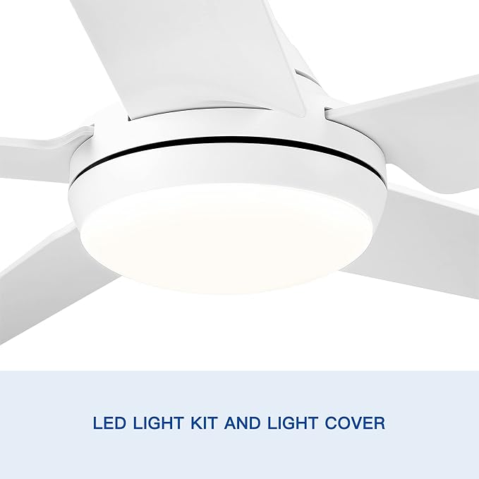 NicBex Ceiling Fan 48 Inch Modern Ceiling Fans with Integrated LED Light and Remote Control Double Finish Ceiling Fan with 5 Blades for Living Room, Bedroom, White