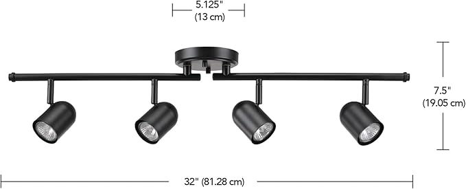 Globe Electric 60029 Roland 4-Light Foldable Track Lighting, Matte Black, Bulb Not Included