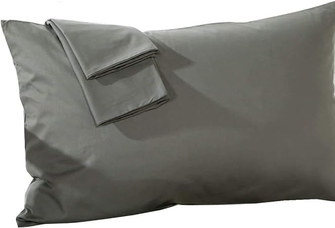 800 Thread Count 100% Egyptian Cotton Toddler Pillowcases Set of 2, Super Soft and Breathable Zipper Closer Travel Pillow Cases, 13x18 Inches, Dark Grey Solid