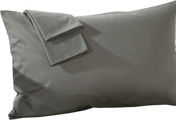 800 Thread Count 100% Egyptian Cotton Toddler Pillowcases Set of 2, Super Soft and Breathable Zipper Closer Travel Pillow Cases, 13x18 Inches, Dark Grey Solid