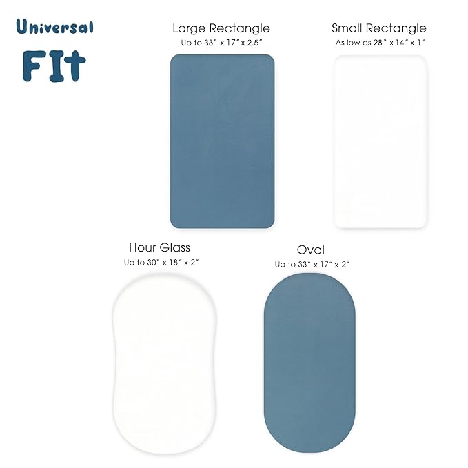 GRSSDER Stretchy Ultra Soft Fitted Bassinet Sheet 2 Pack, Universal Fit for Bassinets Baby Cradle Moses Basket Oval Rectangle Mattress Safe and Snug, Jersey Bassinet Sheets for Girls, Navy/White