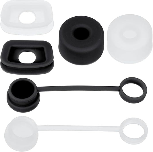 PATIKIL Silicone Spill Stopper for Straw Cup 1.0 40oz/ 30oz, Set of 6 Tumbler Accessories Including 2 Straw Cover Cap, 2 Square Spill Stopper and 2 Round Leak Stopper, Clear/Black