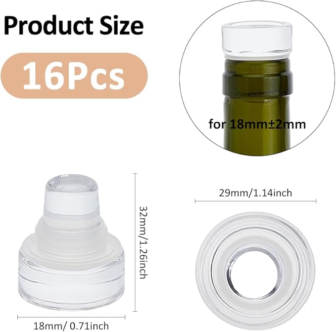 SUPERFINDINGS 16 Pcs Wine Bottle Stopper Plug Bottle Cap Glass Wine Stopper Bottle Stoppers Reusable Wine Corks Sealing Wine Bottle Corks Fits Most Wine Bottles for Wine Beer Glass Bottles