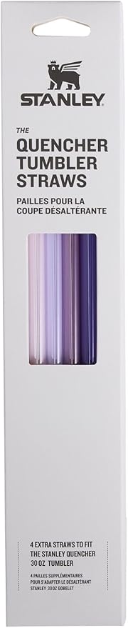 Stanley Reusable Quencher Straws | 4-Pack of BPA-Free, Reusable Straws for Clean Drinking | Perfect for Stanley's 30oz Tumblers | Purple