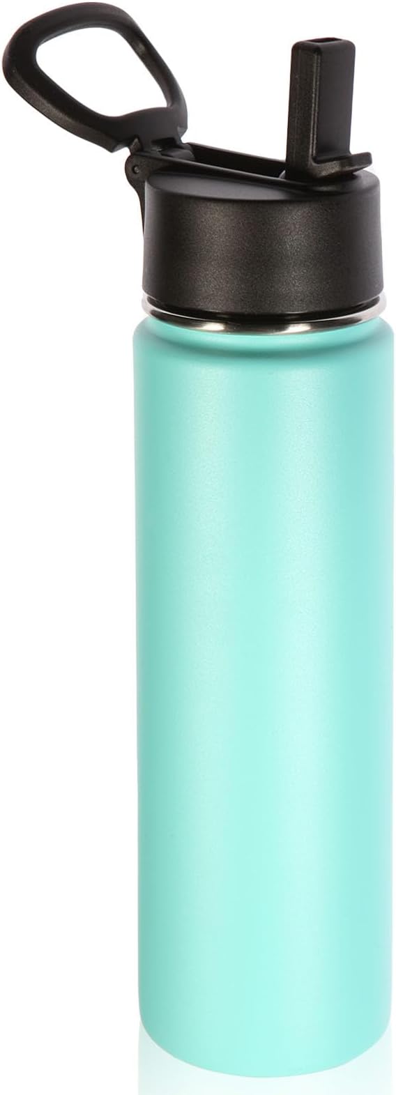 Volhoply 24 Ounce Insulated Water Bottle With Straw Lid,Stainless Steel Wide Mouth Sport Bottles With Handle,Double Wall Vacuum Thermos keep Cold,Reusable Travel Thermal Cups For Holder,Gym(Mint,1)