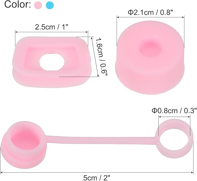 PATIKIL Silicone Spill Stopper for Straw Cup 1.0 40oz/ 30oz, Set of 6 Tumbler Accessories Including 2 Straw Cover Cap, 2 Square Spill Stopper and 2 Round Leak Stopper, Pink/Blue
