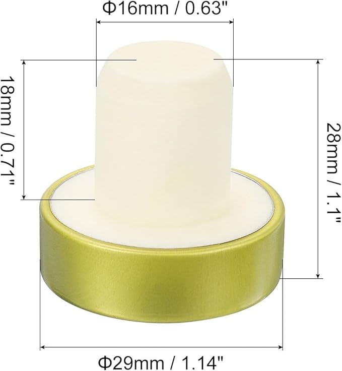 uxcell 16Pcs T-shaped Stoppers, 0.63inch Dia Cork Wine Stopper Reusable Wine Bottle Corks Sealing Plug for Wine Beer Beverage Bottle Crafts, Gold