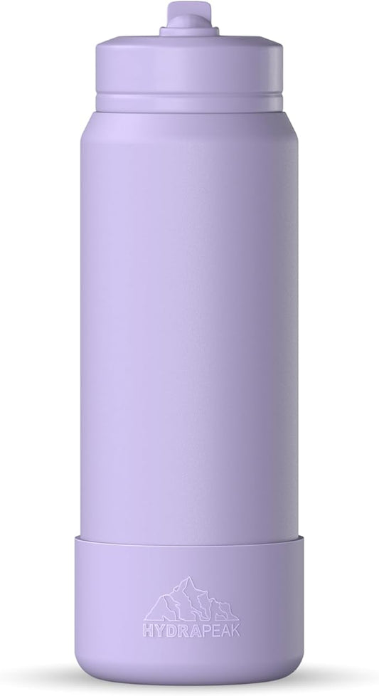 Hydrapeak 26oz Sport Insulated Water Bottle with Straw or Chug Lid, Leak & Spill Proof, Keeps Drinks Cold for 24 Hours, Hot for 12 Hours, Premium Stainless Steel Water Bottles (26oz, Orchid)