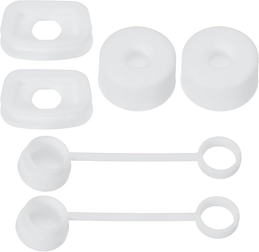 PATIKIL Silicone Spill Stopper for Straw Cup 1.0 40oz/ 30oz, Set of 6 Tumbler Accessories Including 2 Straw Cover Cap, 2 Square Spill Stopper and 2 Round Leak Stopper, White