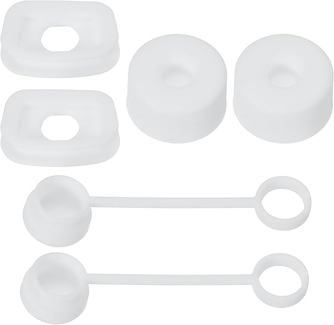 PATIKIL Silicone Spill Stopper for Straw Cup 1.0 40oz/ 30oz, Set of 6 Tumbler Accessories Including 2 Straw Cover Cap, 2 Square Spill Stopper and 2 Round Leak Stopper, White