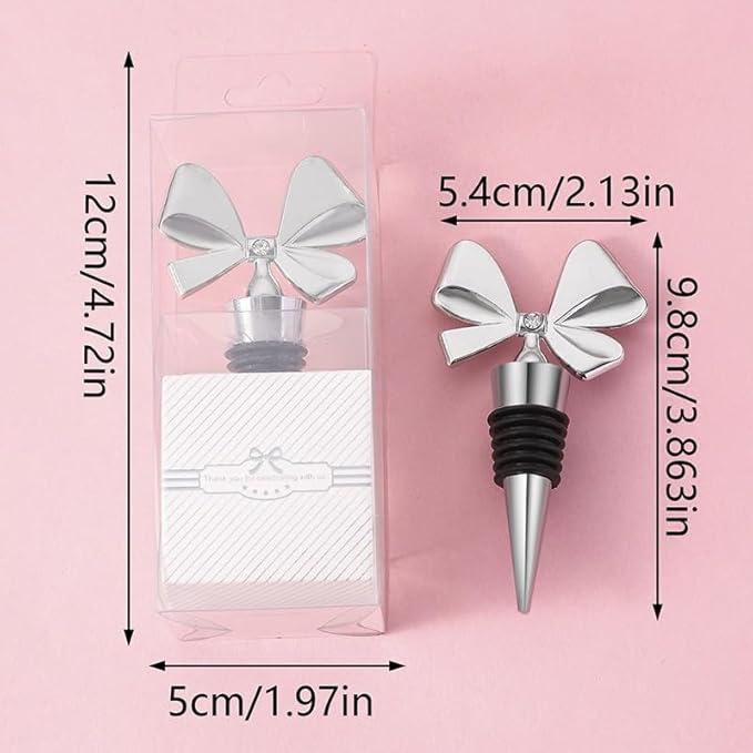Bowknot Christmas Wine Bottle Stoppers, Holiday Decor - zinc alloy Decorative Wine Stoppers - Wine Gift for Hostess - Cute Wine and Beverage Corker Bottle Sealers (6 pcs)