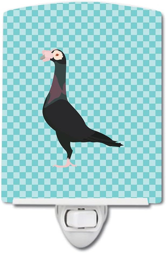 Caroline's Treasures BB8119CNL English Carrier Pigeon Blue Check Ceramic Night Light Compact, UL-Certified, Ideal for Bedroom, Bathroom, Nursery, Hallway, Kitchen, 6x4x3, Multicolor