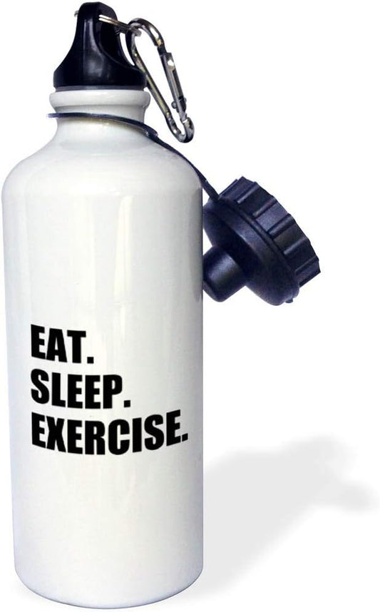 3dRose Eat Sleep Exercise Gifts for Gym Bunny or Keep Fitness Enthusiast Sports Water Bottle, 21 oz, Multicolored